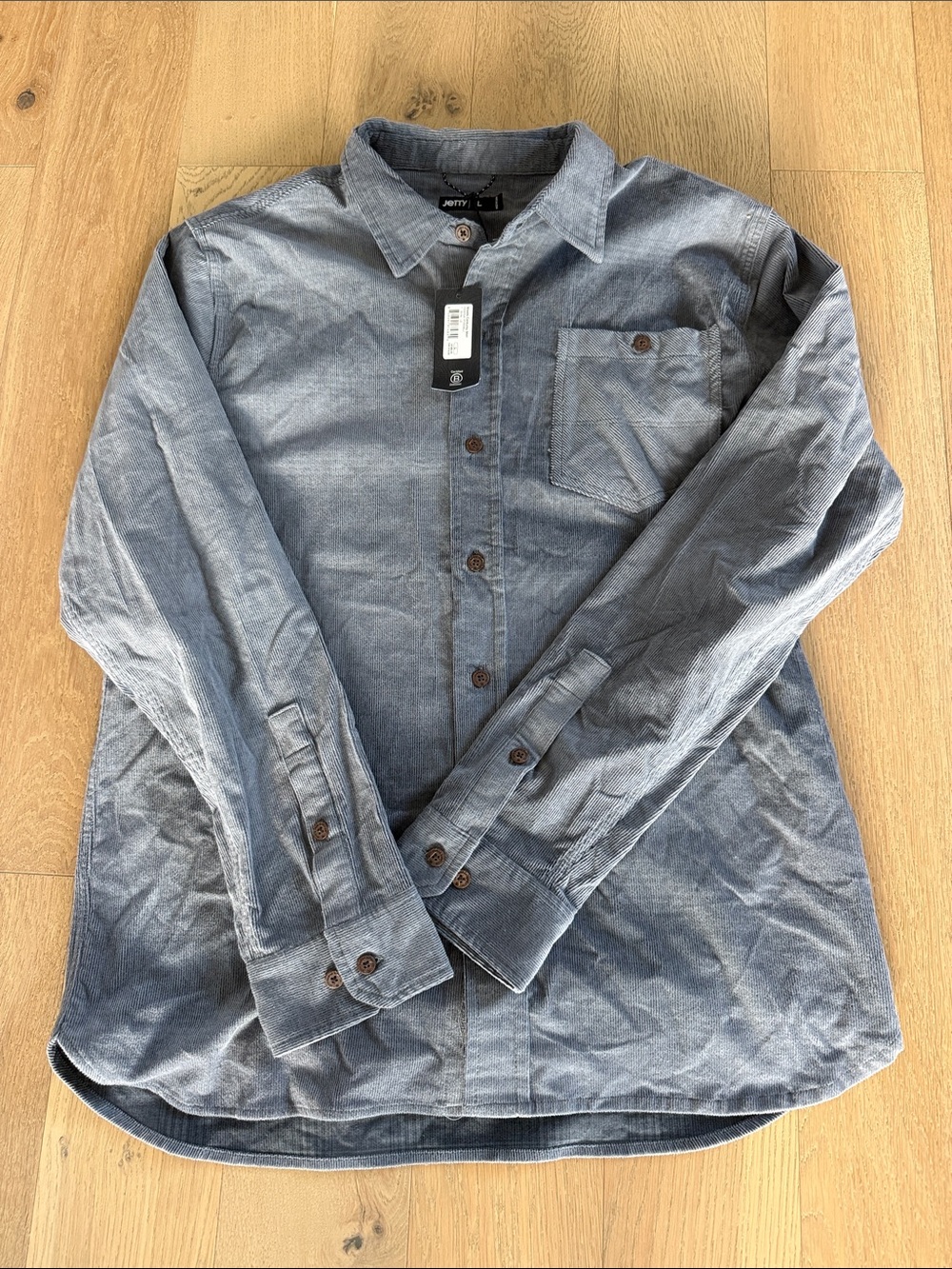 Jetty Men’s Lightweight Button-Up Shirt - Gray corduroy